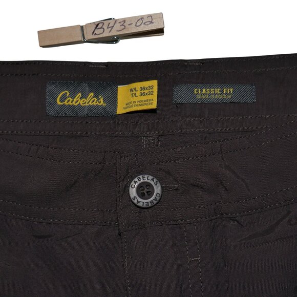 Cabelas Mens Convertible 2 in 1 Zip Off Pants Size 36x32 Brown Packable Hiking - Picture 9 of 10